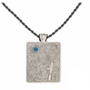 Montana Silversmiths True Blue Bitterroot Flower Silver Engraved Necklace (NC1172)